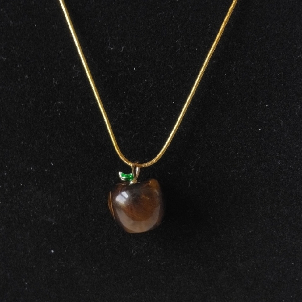 Elegant Tigers eye Apple Pendant Necklace